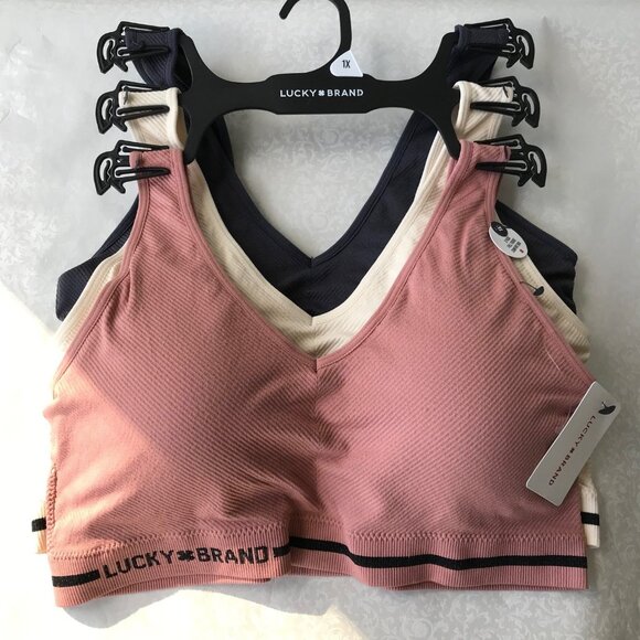 LUCKY BRAND Women's Full Figure Ribbed Comfort Bra 3-Pack NEW Size : 1XL - Picture 1 of 8